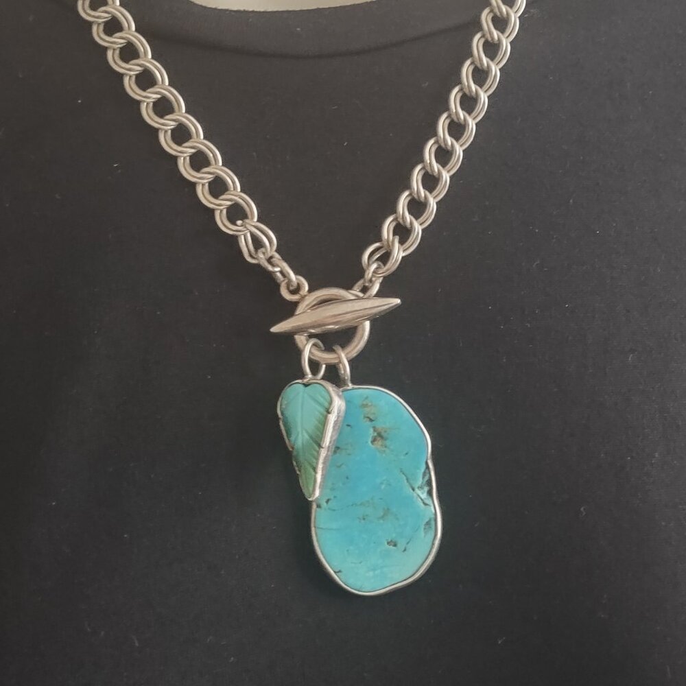 Amy Kahn Russell AKR Sterling Silver Turquoise Necklace - 16".  50 grams - Picture 4 of 14